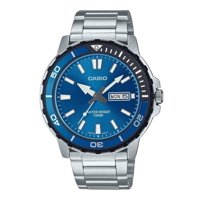 Casio - Reloj Standard Análogo Acero Inoxidable Esfera Azul Cuarzo Mtd-125D-2A1V 100M Para Hombre