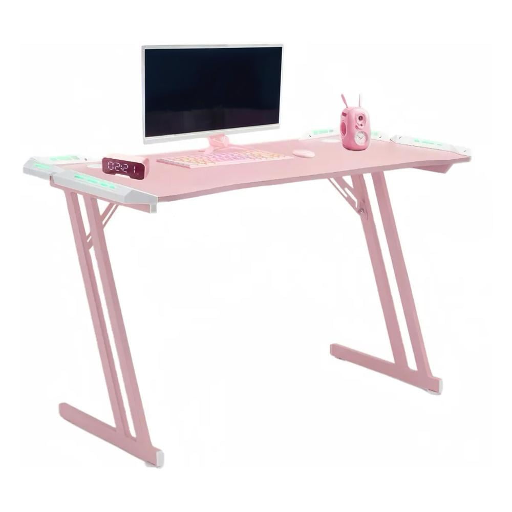 De Todo Y Más - Escritorio Gamer Rosa Con Iluminación Rgb 120cm Videojuego Chic Home