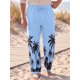 thumbnail image 4 of INSPIRE CHIC Pantalones de Lino Estampados Hawaianos de Playa con Cintura de Cordón para Hombre M Azul, 4 of 5