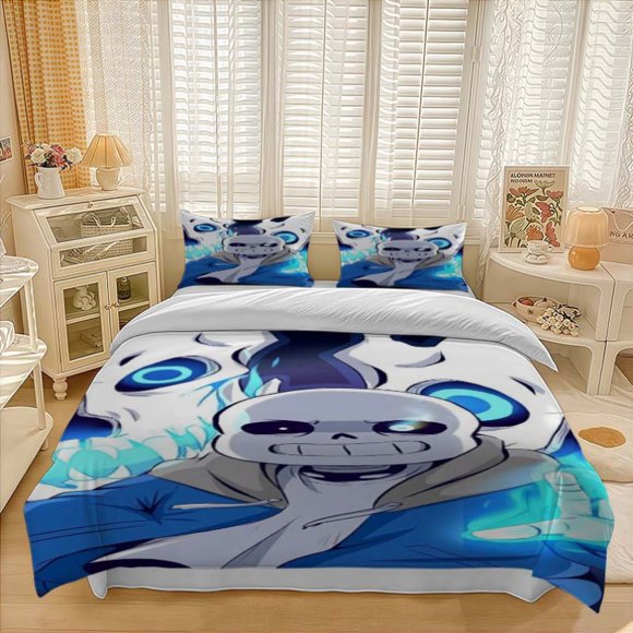 Skull Guardian Sans Skeleton Guardian Sans Theme Bedding Three-Piece Set Duvet Cover Pillowcase Set