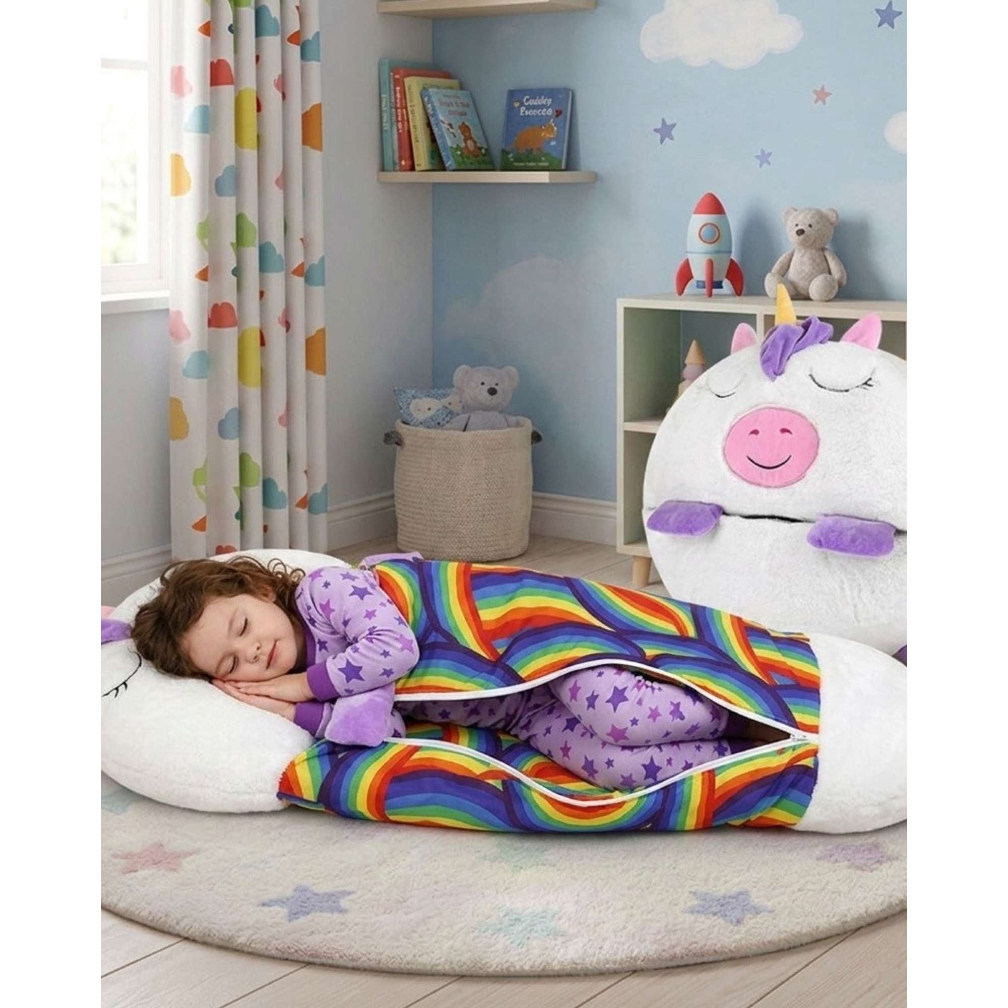 Imac Hogar - Saco De Dormir Infantil 2 En 1 Almohada Y Diversión Unicornio Blanco