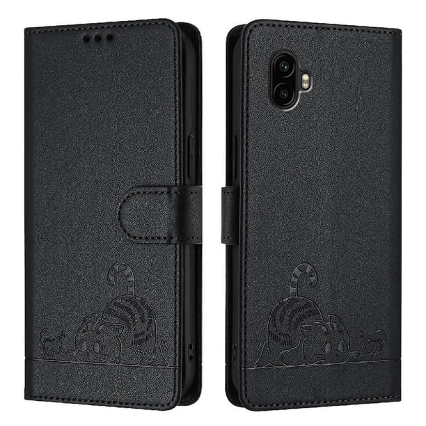 Funda tipo cartera FOXDOCK para Samsung Galaxy Xcover 6 Pro con soporte, ranuras, RFID, diseño de gato