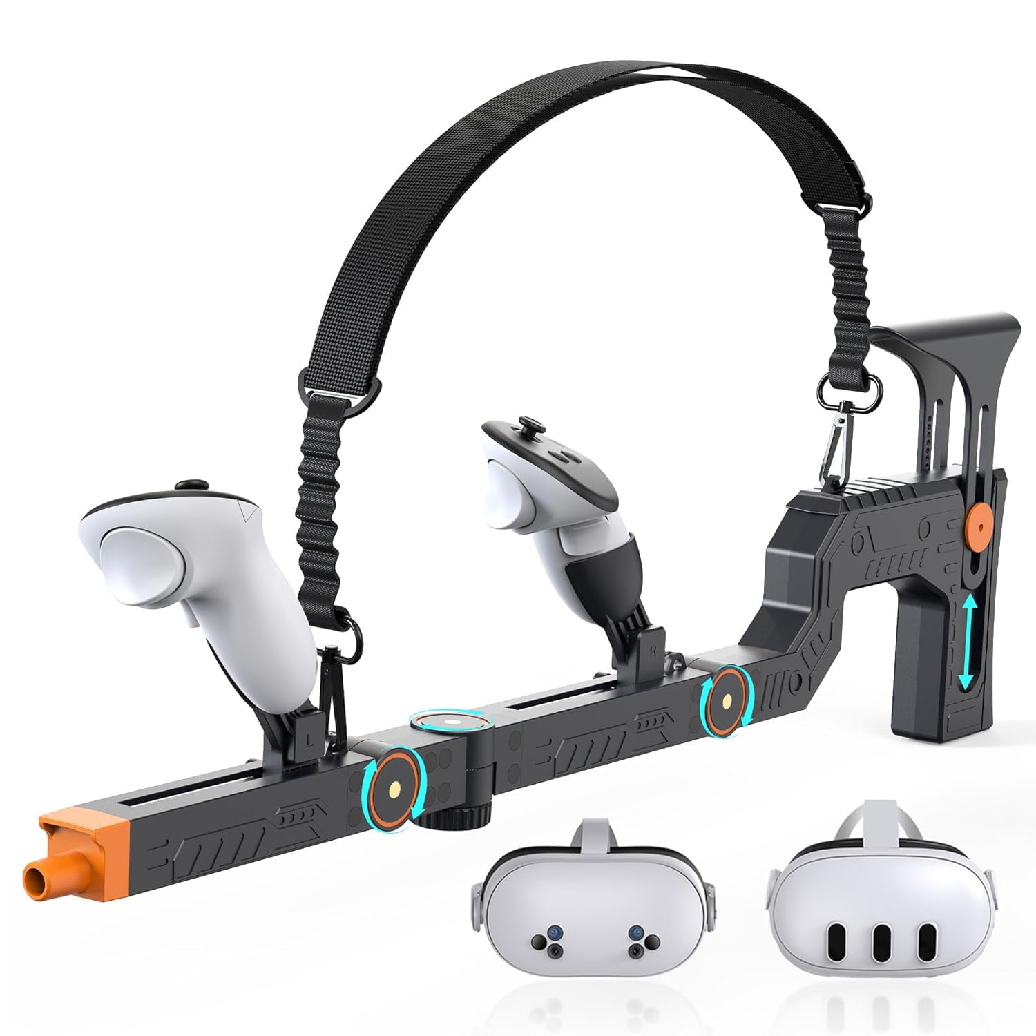 Genérico - Funda De Agarre Para Controlador De Juego Vr Para Meta Quest 3 / Quest 3s, Magnética Ajustable, Incluye Correas Para Los Hombros Para Un Control Mejorado Y Una Experiencia De Juego Fps Realista