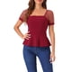 thumbnail image 2 of INSPIRE CHIC Elegante Blusa Peplum de Cuello Cuadrado con Mangas Abullonadas para Mujer para Uso Casual S Rojo Oscuro, 2 of 5
