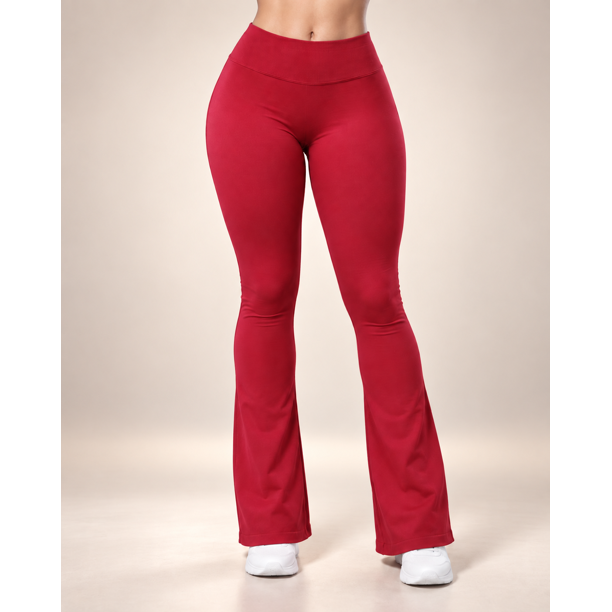 Calza Mujer Flare Acampanada Push Up Corte V Tiro Medio