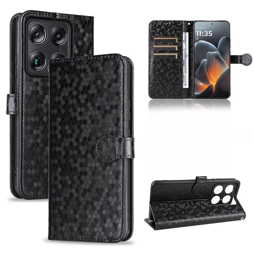 Foxdock - Funda Cartera Lunares Motorola X70 Air Pro Con Tarjetero, Correa Y Soporte Negro