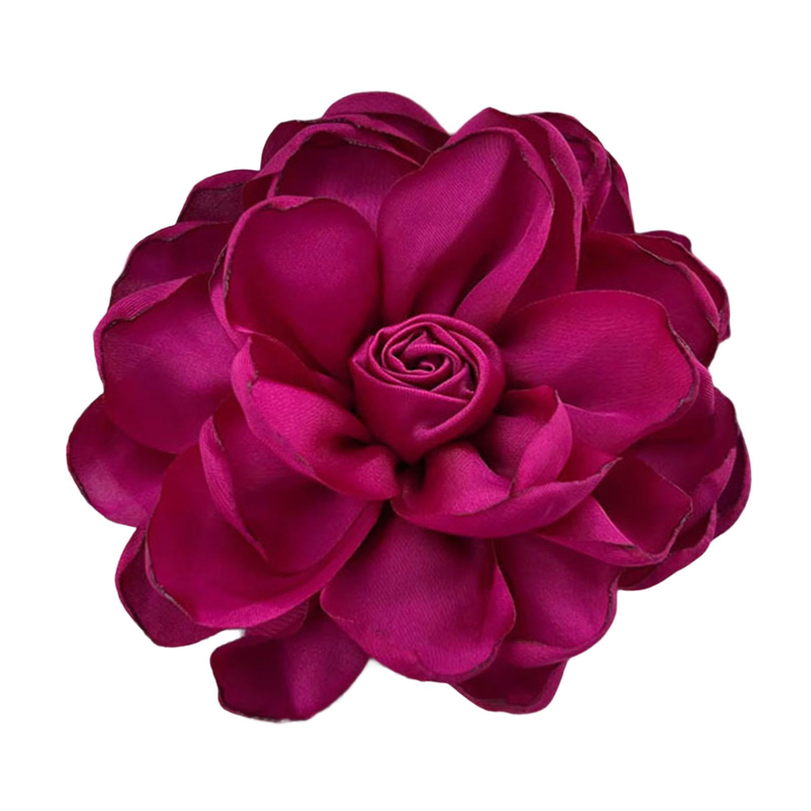 Magideal - Broche De Flor Pin Para Vestido Alfiler De Satén Adorno Versátil Horquilla Clásica Como Accesorio Artesanal Adecuado Para Regalos Y Decoración De Atue Rojo