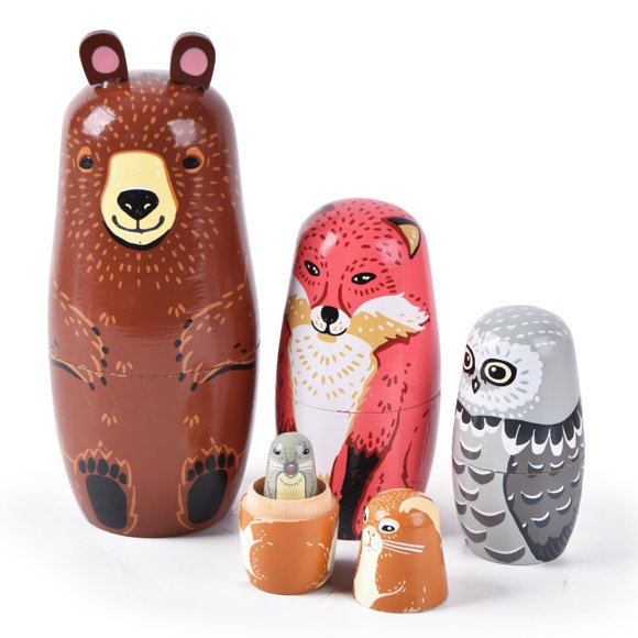 Muñecas Matrioska Tngan 5 Piezas Set de Oso de Madera Apilable