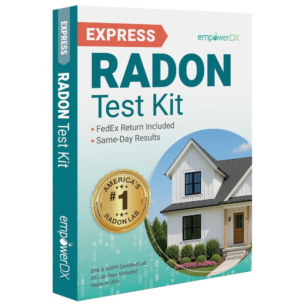 Kit de prueba de radón empowerDX Express certificado por la EPA, resultados el mismo día