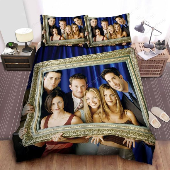 Friends Reunion in a Picture Frame Bed Sheet Duvet Cover Bedding Set Soft3-Piece Bedding Set (1 Duvet Cover + 2 Pillow Shams)