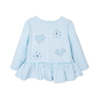 Pillin - Polera Bebé Niña Manga Larga Con Faldón Y Bordado Aqua