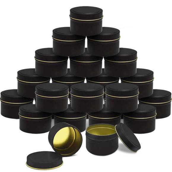 Lata para velas Bunhut 240 ml negra de metal con tapa, paquete de 24 para manualidades DIY
