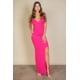 thumbnail image 1 of Saronite Vestido de Tirantes Finos Ajustables con Cuello Redondo, Ribete de Encaje de Pestañas y Abertura en el Muslo, Color Fucsia (para Mujer), 1 of 2