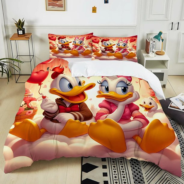 Cartoon Bedding Duvet Cover Donald Duck 100% Polyester 3D Digital Printing Full Size Bedroom Decor Teenagers Gift Bed Sheets