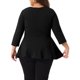 thumbnail image 3 of Agnes Orinda Conjuntos de Halloween Blusas Tallas Grandes para Mujeres Escuela Universidad Elegante Cuello Redondo Color Sólido Ropa de Trabajo Manga 3/4 Blusa Peplum 2X Negro, 3 of 6