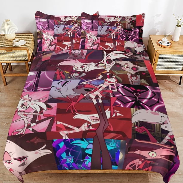 Hazbin Hotel Helluva Boss Bedding Set Duvet Cover Comfortable and Lightweight Cartoon Bedding 3 Piece Bed Set