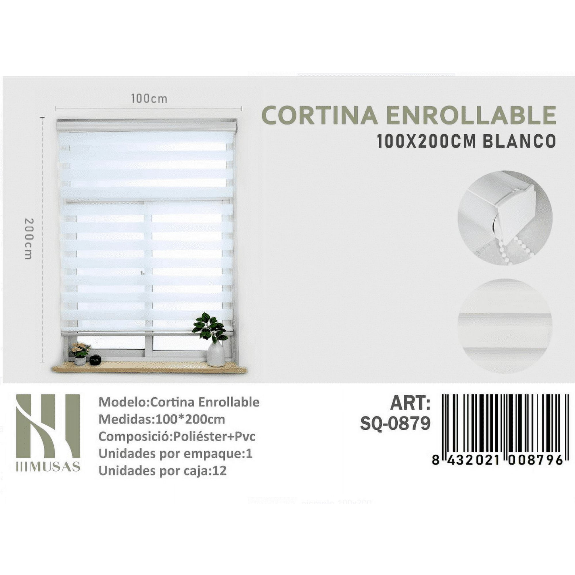 Mundo Shopping - Cortina Enrrollable Duo Color Blanco 100x200cm Iii Usa