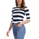 thumbnail image 4 of INSPIRE CHIC Camisetas a Rayas de Regreso a Clases para Mujer Ajustadas con Mangas al Codo y Cuello de Barco Talla S Azul, 4 of 6