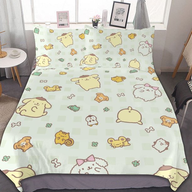 Pompompurin Duvet Cover Set 3-Piece Bedding Set Soft Warm And Comfortable Soft Bed Set for Bedroom All Season