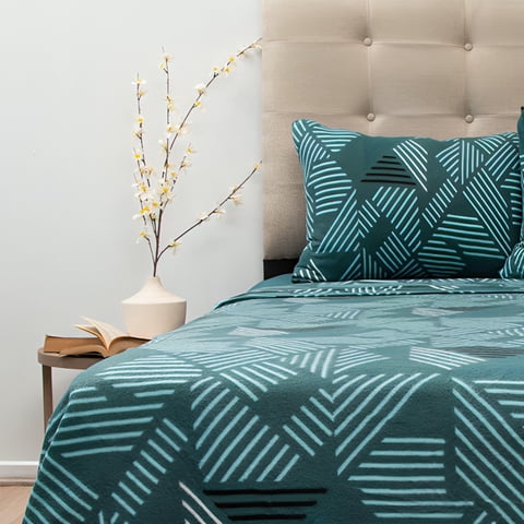 Sábanas Polar Composé 1.5 Plazas / Trama Petróleo Turquesa – Doral