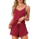 thumbnail image 1 of INSPIRE CHIC Pijamas para Mujer Conjunto de Pijama de Rayón con Encaje Camiseta sin Mangas con Pantalones Cortos Ropa de Dormir con Tirantes Ajustables L Rojo, 1 of 6