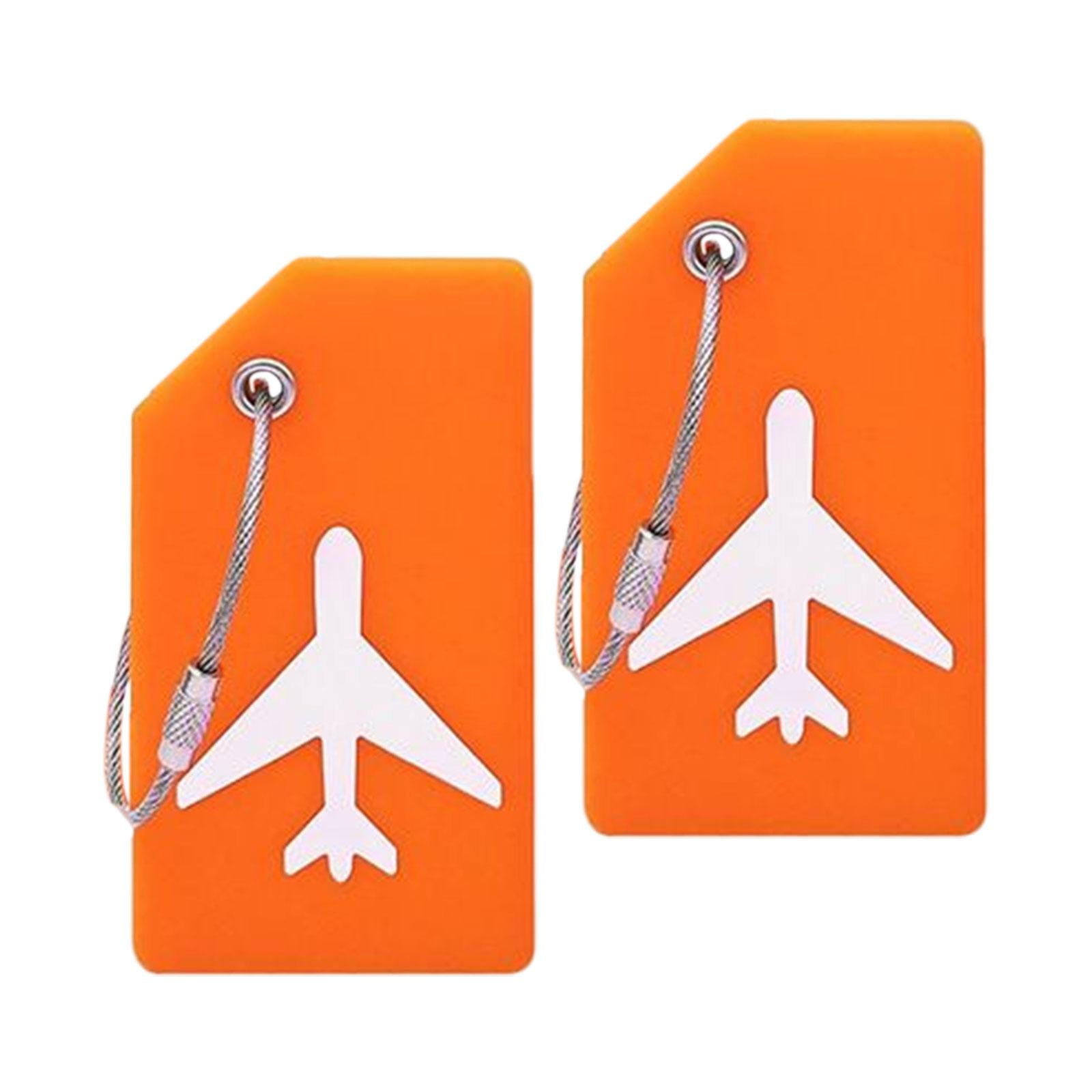 Magideal - 2 Etiquetas De Equipaje Para Maletas, Porta Tarjetas De Identificación, Marcador De Equipaje Portátil De Viaje Naranja