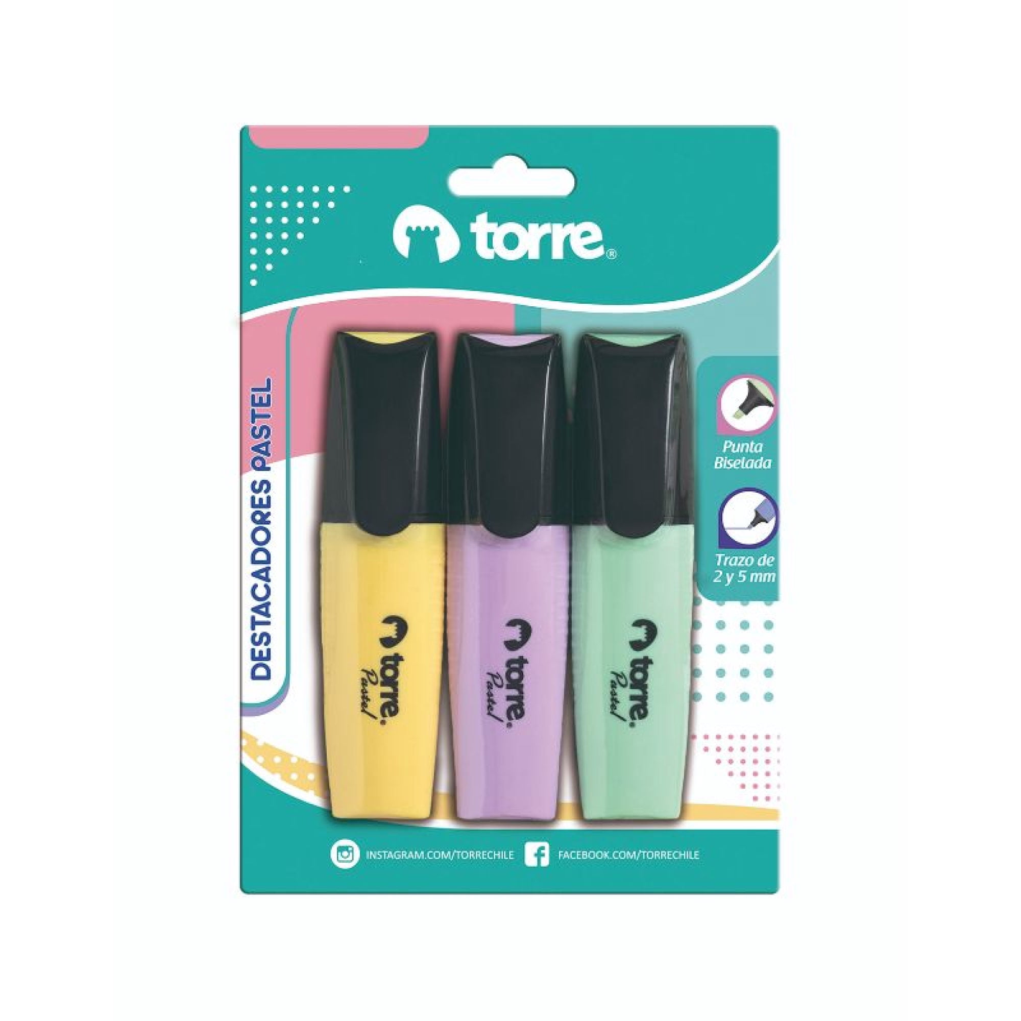 3 Destacadores Color Pastel Torre