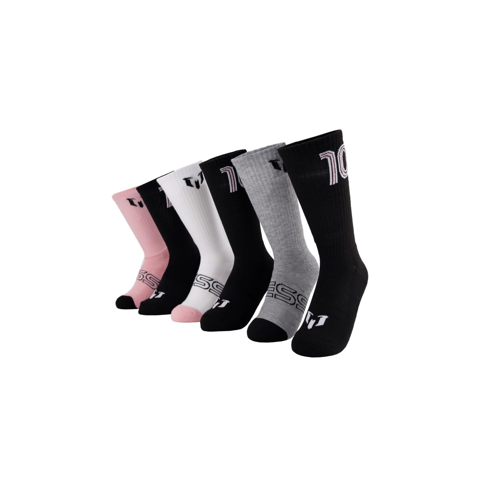 Messi - Medias De Hombre Tipo Crew 6 Pares Suaves Elásticas Y Cómodas