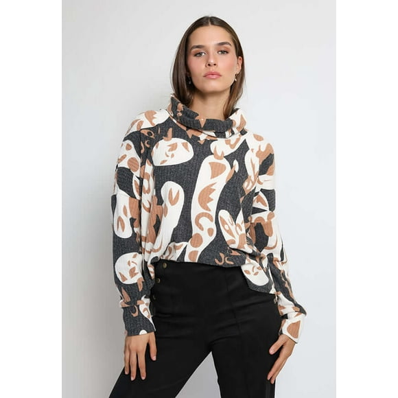 Sweater Trapecio Beige Gris Natalia Seguel