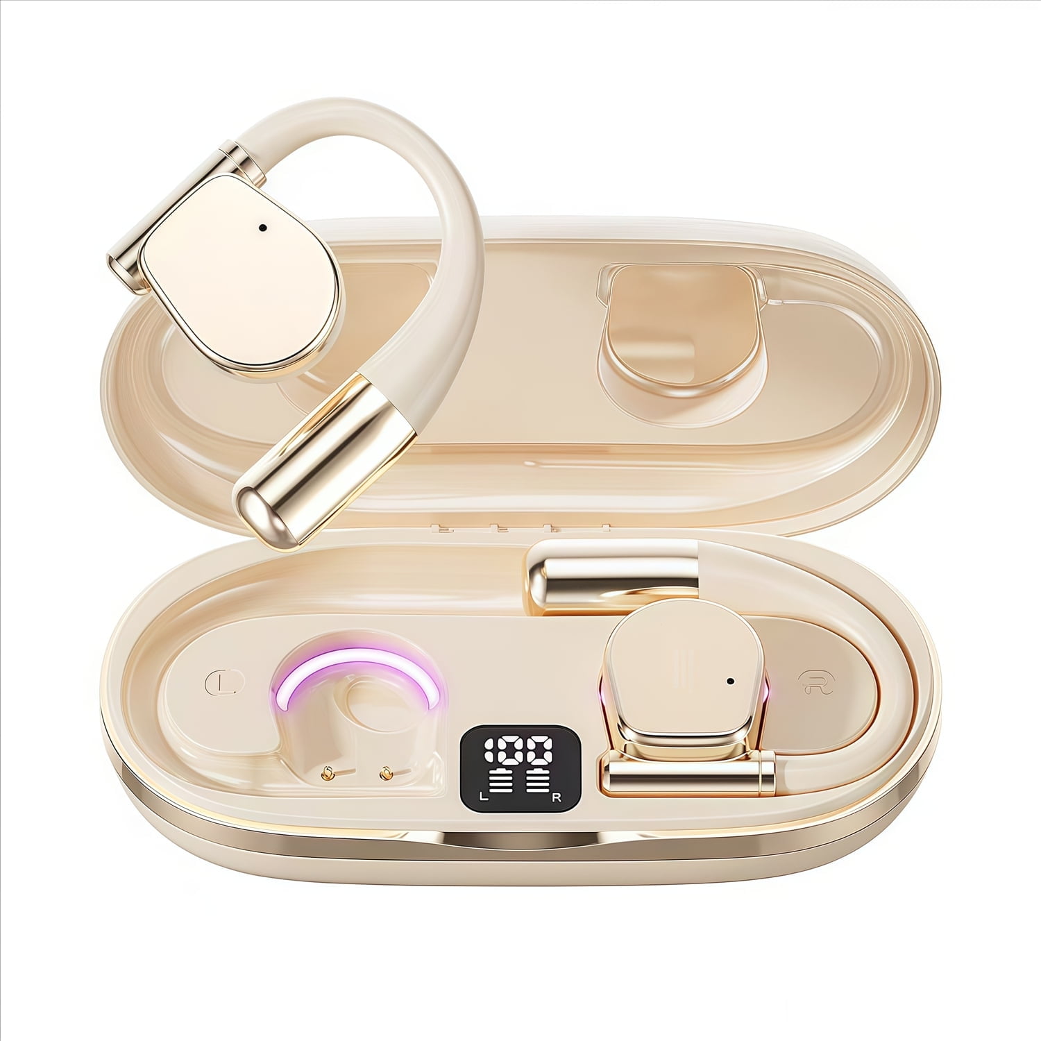 Auriculares Aaronmei Traducción Ai 144 Idiomas Bluetooth 5.3 Inalámbricos Cancelación De Ruido 60h Reproducción Apricot