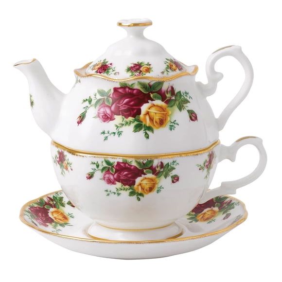 Tetera individual Royal Albert Old Country Roses de porcelana ósea