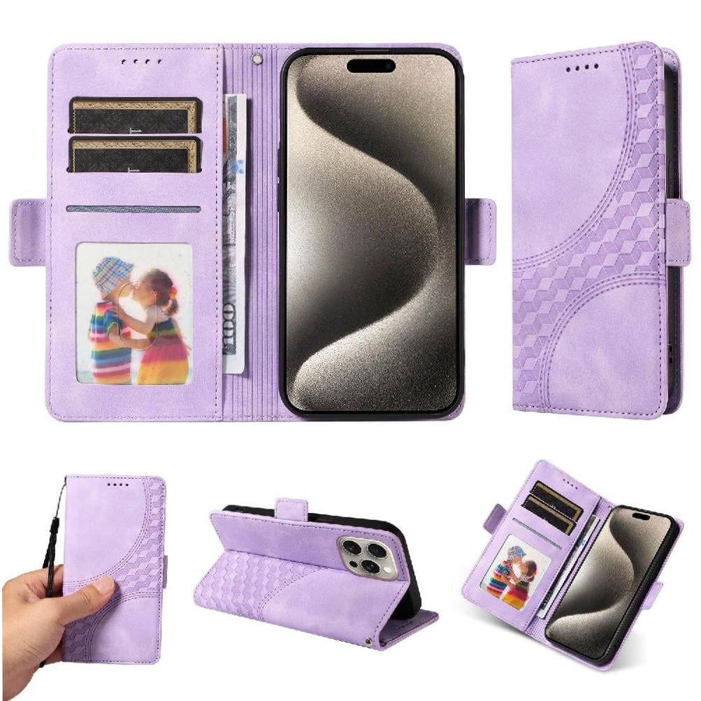 Carcasa Foxdock Iphone 15 Pro De Cuero Pu, Diseño Acolchado Clásico, Protección Contra Caídas Y Rayones