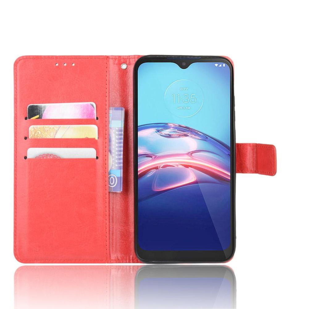 Foxdock - Funda Tipo Libro Para Motorola Moto E 2020, Cartera Todo‑en‑uno, Funda Multifuncional Con Tarjetero Y Correa De Muñeca Desmontable