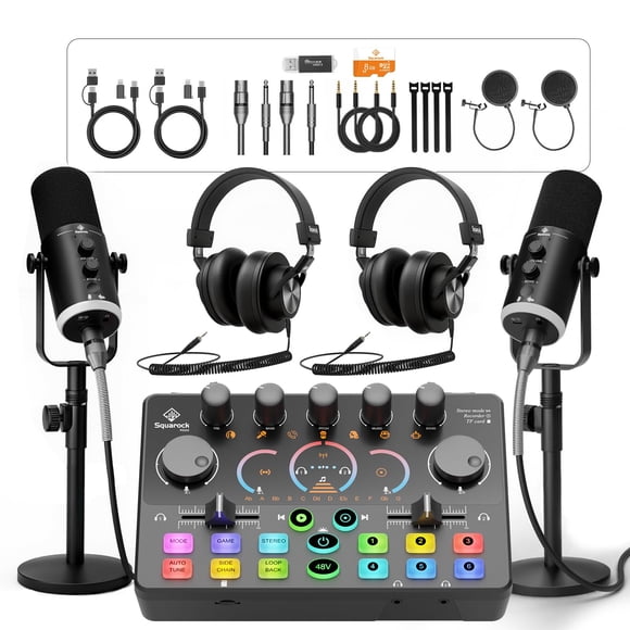 Kit de Podcast SquarockTek XLR/USB – Paquete de Micrófono para 2