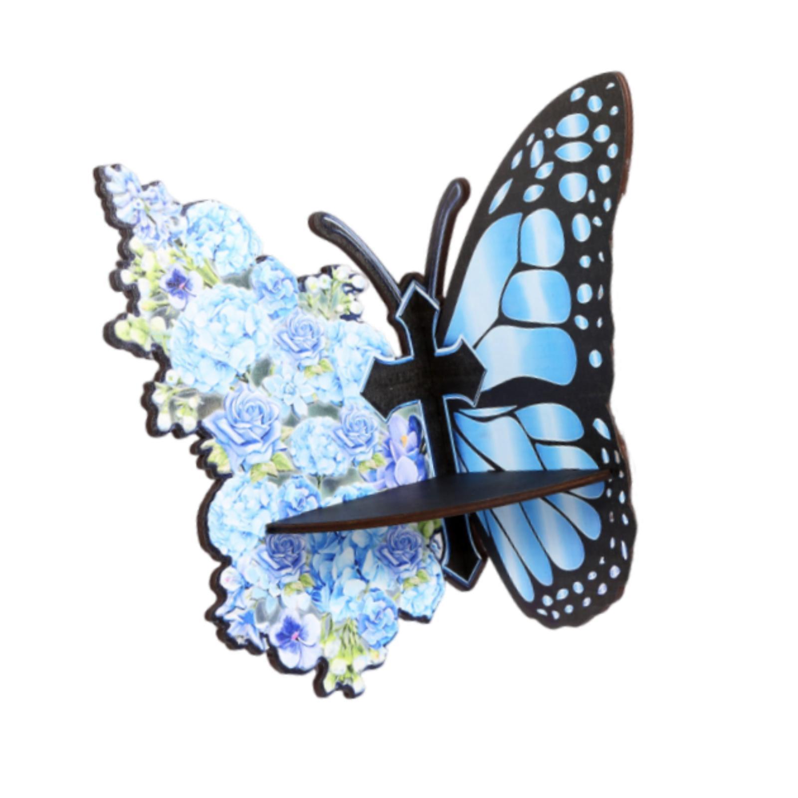 Bothyi - Estante De Almacenamiento Flotante De Madera Con Diseño De Mariposas, Para Sala De Estar, Oficina Y Plantas, 26,2 X 17 Cm