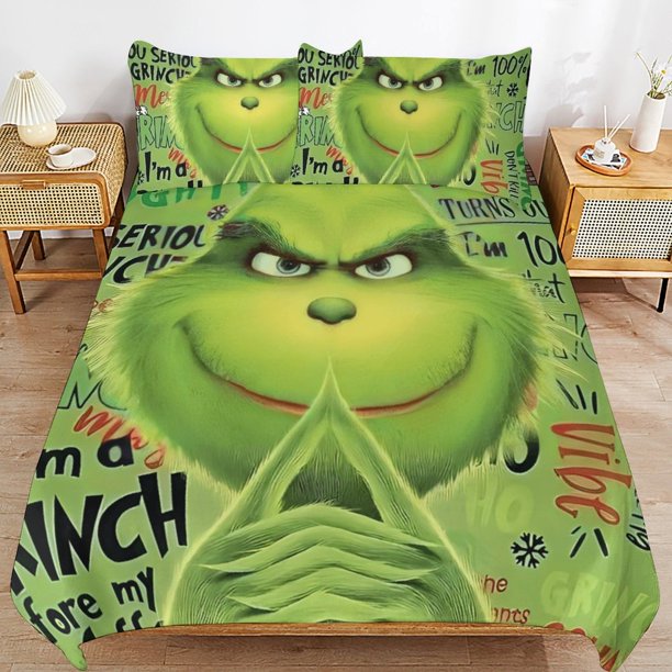 Grinc-h Grin-ch Christmas Grinc-h Grin-ch Christmas Bedding Set Sheet Set for Kids Adults,All Season Lightweight