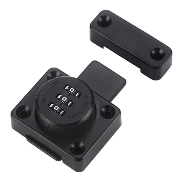Cerradura de cerrojo giratorio con contraseña mecánica, cerradura de puerta corredera con dígitos, cerradura de cajón fácil de instalar para armario, negro