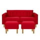 thumbnail image 1 of Sofa New Retro 3c + 2 Pouf Felpa 04 Rojo, 1 of 6