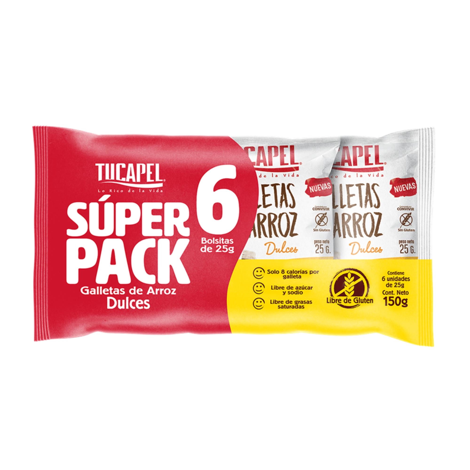 Pack Galletas De Arroz Dulce 6 Un Tucapel