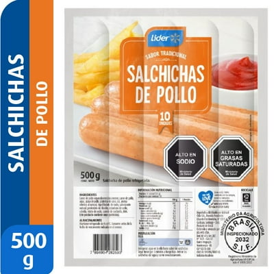 Salchicha De Pollo 10 Un 500 G Lider