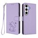 thumbnail image 1 of Samsung Galaxy S24 FE Funda Billetera con Estampado de Gato, Lila Claro, 1 of 6
