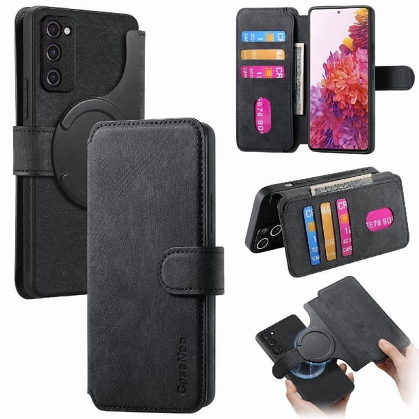Funda Billetera Magnética para Samsung Galaxy S20 FE Soporte Tarjetas Desmontable Negro