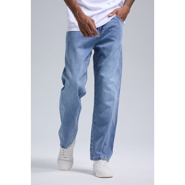 Jeans Hombre Baggy Detalle Azul Claro