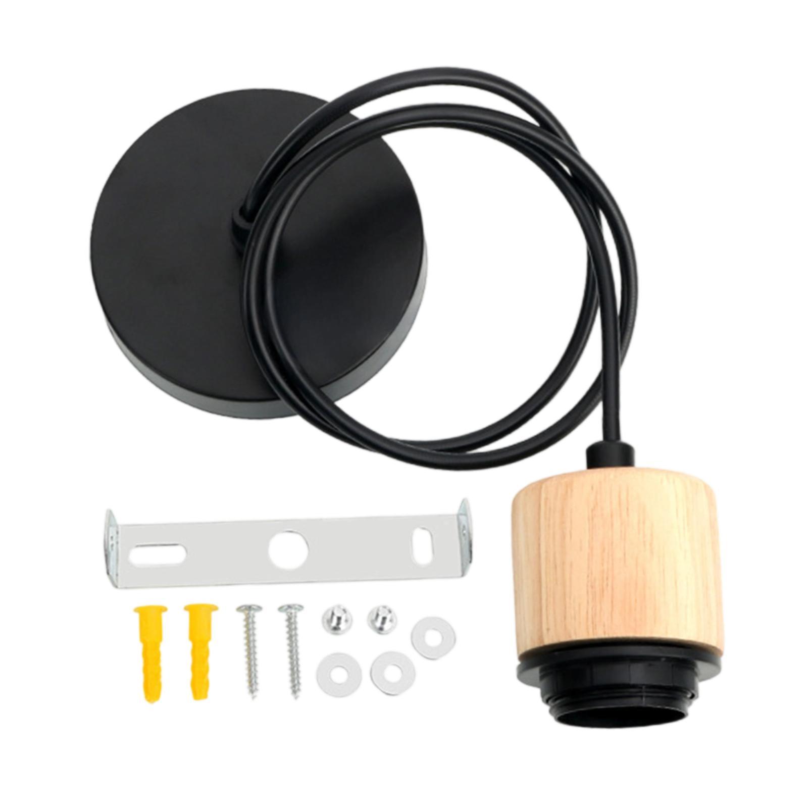 Magideal - Lámpara Colgante Con Cable, Accesorio De Lámpara Colgante, E27, Estilo Rústico Para Dormitorio Y Cocina (Bombilla No Incluida). Madera Negra