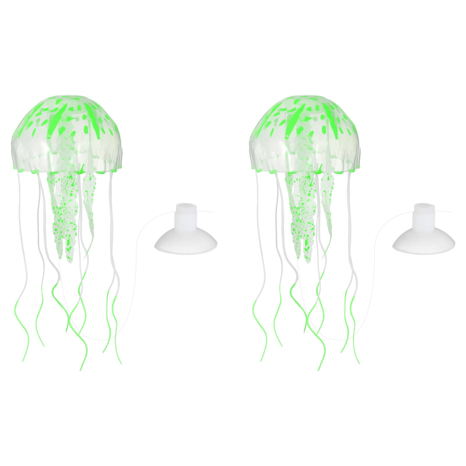 Decoración de Acuario Uxcell Medusa, Decoraciones para Peceras Medusa Falsa Brillante de Silicona, (Verde, L, 2 Piezas), Destinado para Decoración de Tanque