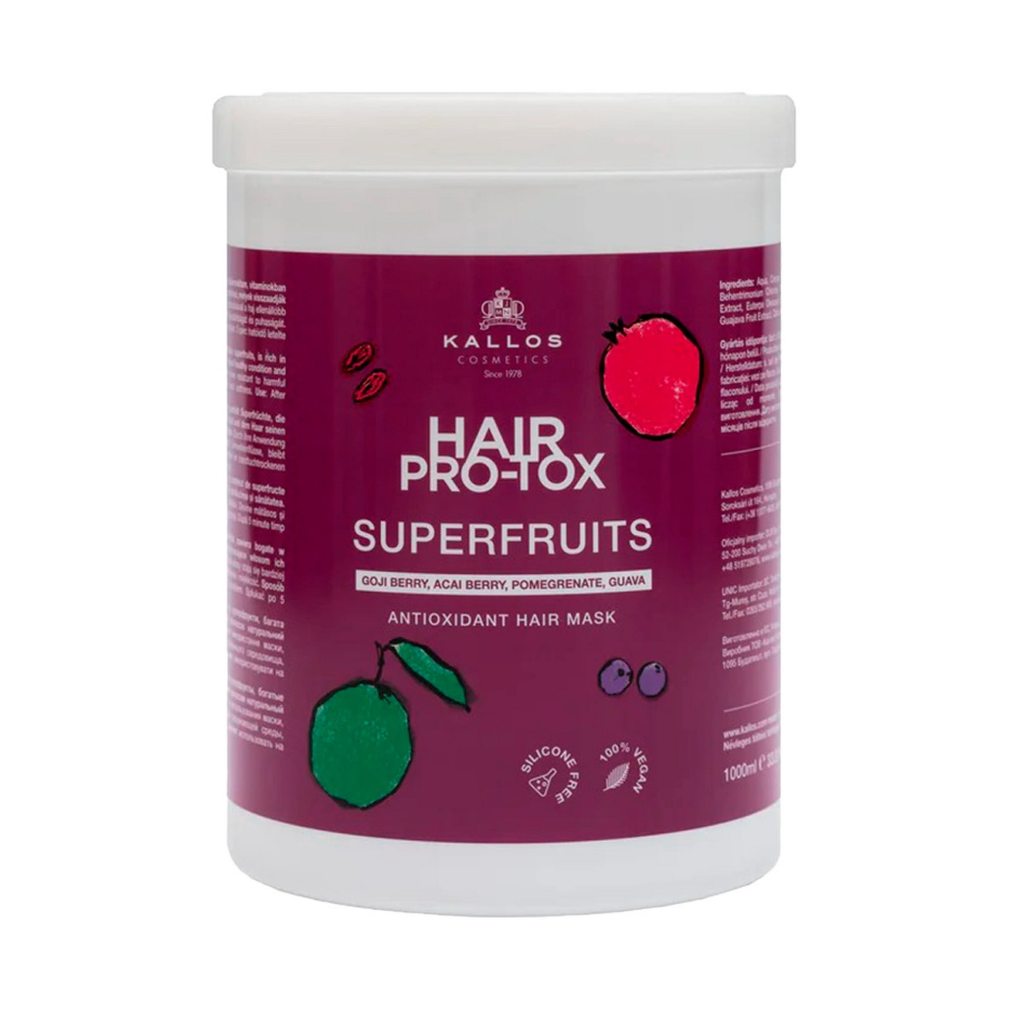 Mascara Capilar Kallos Pro Tox Superfruits 1000ml