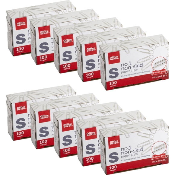 Clips de Papel Office Depot No.1 Regular Plateado 100 uds
