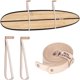 thumbnail image 1 of Soporte de pared para tabla de surf Hang 11 de roble y cuero, blanco, 70 libras (31 kg), 1 of 9