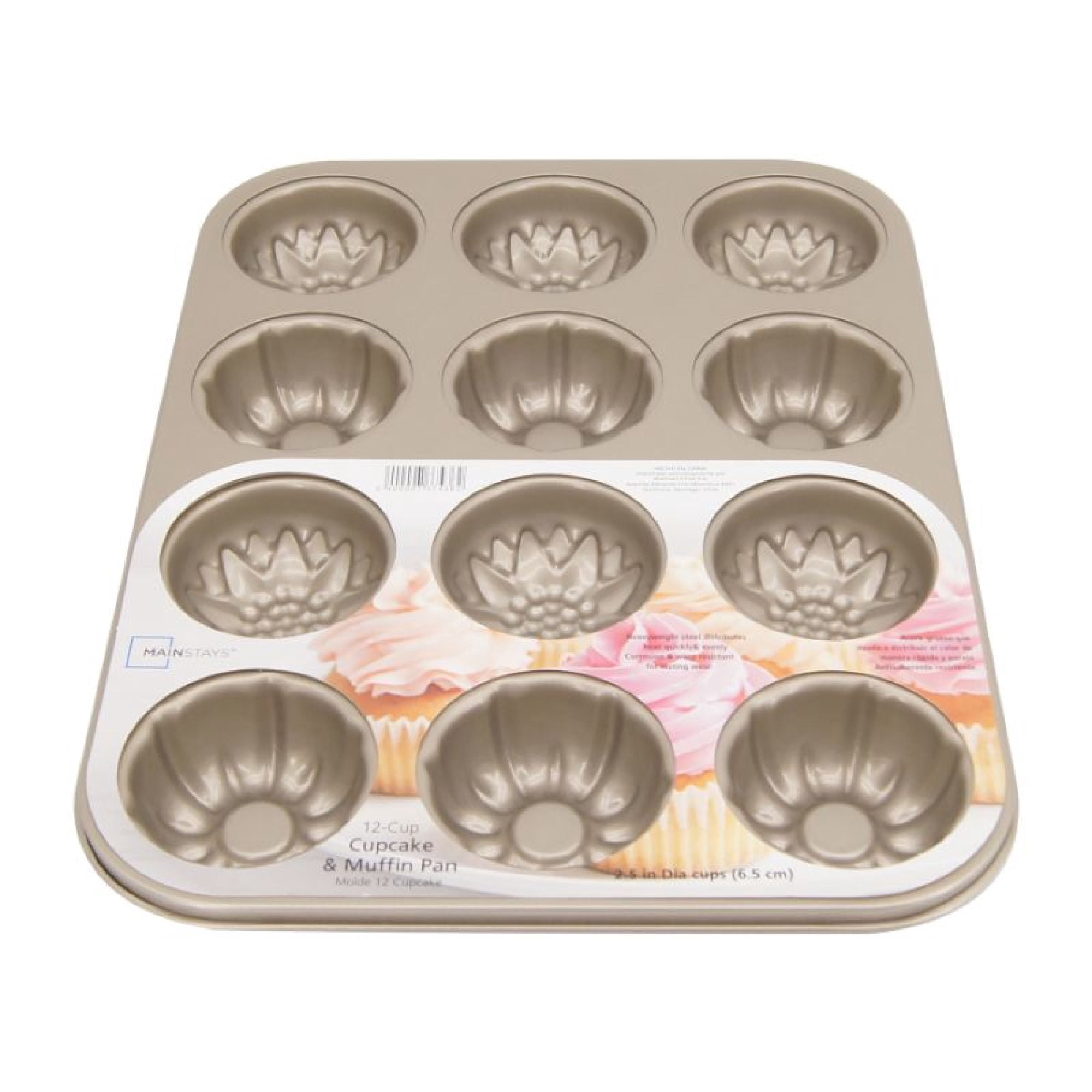 Molde 12 Muffin Gold Acero Dorado