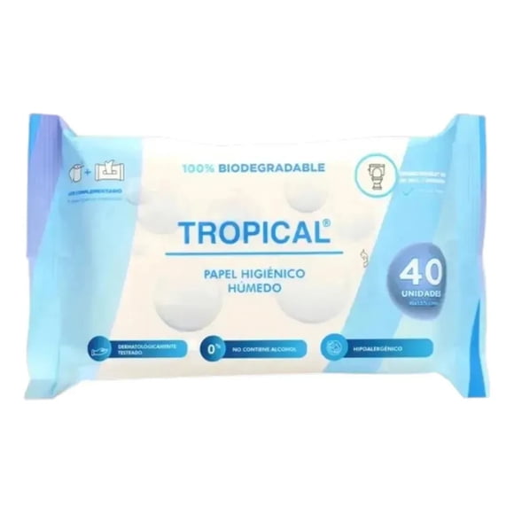 Tropical Papel Higienico Humedo 40 Unidades